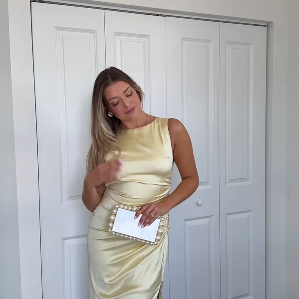 BHLDN Gold Sleeveless Midi Dress